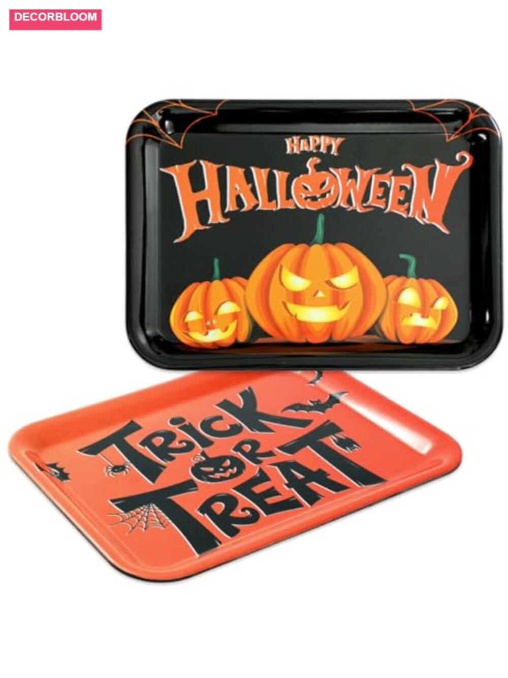 2pc Halloween Pumpkin Melamine Serving Trays 10x13 Platters
